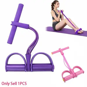 Elastic Fitness Sport Tension Rope Abdominal Exerciser, Elastic Bands, Strength Training Band, 4-Tube Elastic Yoga Pedal Puller Resistance Band, Natural Latex Tension Rope Fitness Equipment, for Abdomen/Waist/Arm Stretching Slimming Training