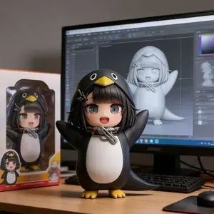 2026 Goo Goo Gaga Little Penguin Administrator Hand-held Ark Terminal Model Decoration Toy Doll Birthday Gift