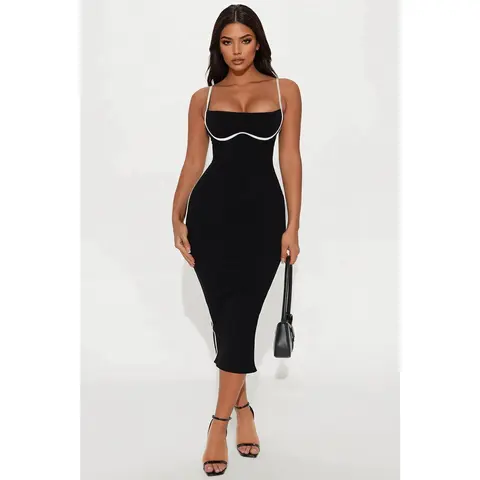 Drea Snatched Midi Dress - Black