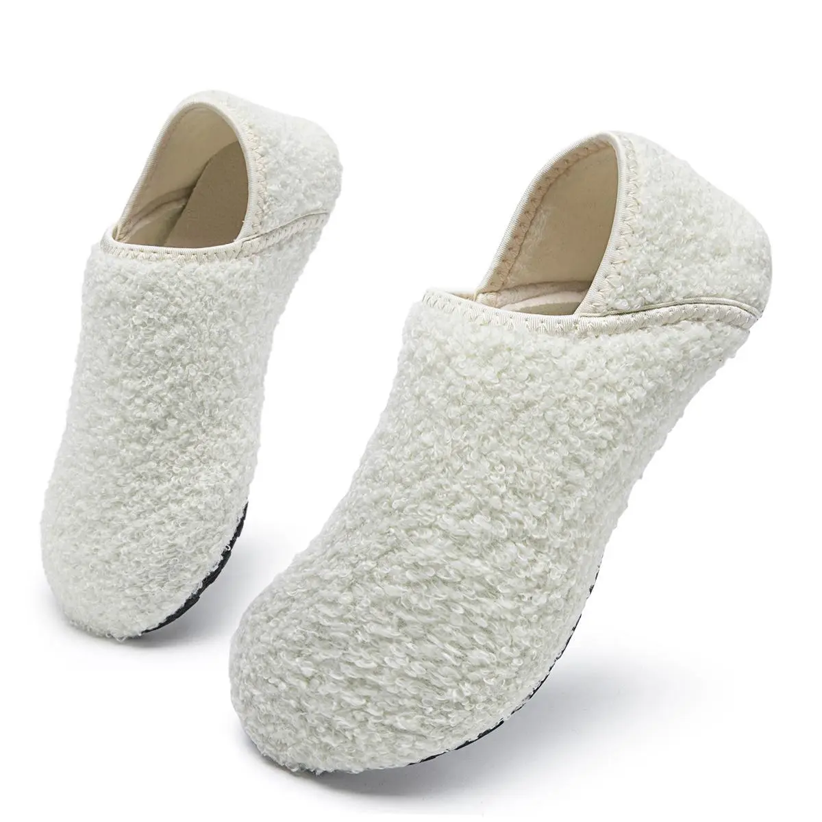 Fuzzy Warm Slippers for Women & Men, Cozy Fleece Slip-On Sock Shoes with a Non-Slip Sole, Lightweight Footwear for Indoor Travel & Yoga, Shoe, Anti Slip Women's Fashion Slippers