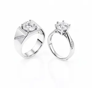 Couple Rings 3CT 9mm Adjustable Bands, Matching His & Hers Promise Rings, Romantic Jewelry for Couples, Perfect Gift for Anniversary, Valentine’s Day, Engagement, Wedding, or Daily Wear