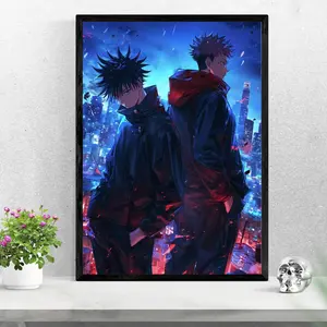 Megumi & Itadori City Lights - Jujutsu Kaisen Anime Poster Wall Art