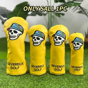 Golf Skull Club Head Covers for Driver and Fairway Woods, Hybrid Golf Iron Covers, Durable Golf Accessories for Maximum Club Protection
