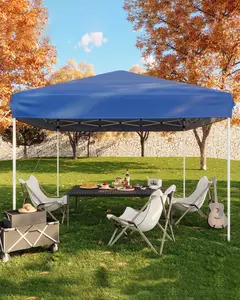 10x10 Pop Up Canopy Tent, Easy Up Canopy with 3 Adjustable Height, Outdoor Sun Shade with 4 Sandbags & Carrying Bag for Camping, Parties,Outdoor Events-Blue