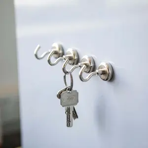 4 Pack Silver Metal Heavy Duty Magnetic Hooks, Multipurpose Hanging Hooks 4.5Lb Capacity