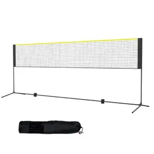 Badminton Net, Height Adjustable Volleyball Net, 14ft Wide Foldable Pickleball Net, Portable Easy Setup Tennis Net Set with Poles, Stand and Carry Bag, for Kids Backyard Game Indoor Outdoor Use
