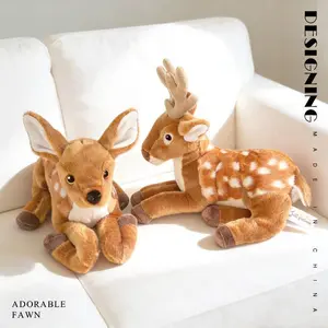 Delicate Cuddly Little Deer Plush Toys High Quality Lifelike Lying Prone Forest Deer Doll Warm Dad Mom Baby Toys Desktop Pets