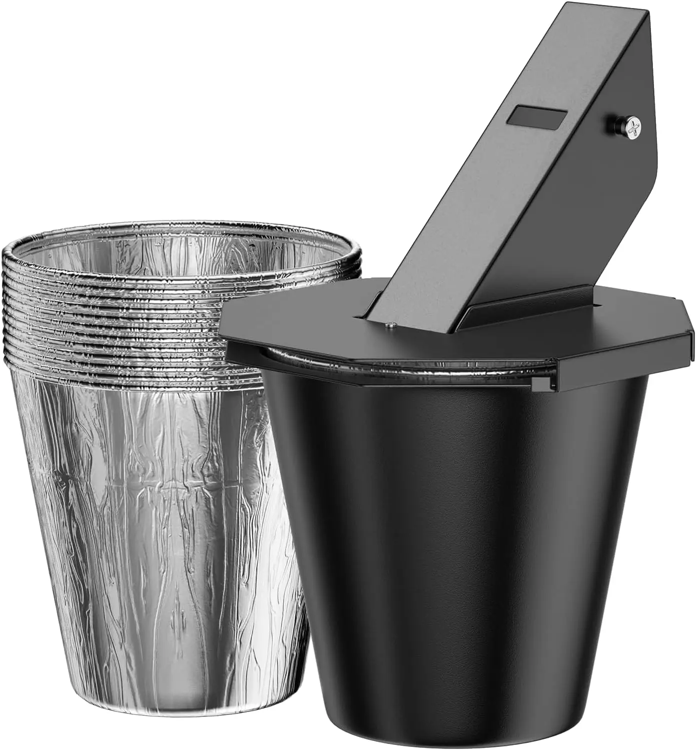 Square Form Steel Body Grease Drip Bucket Replacement for Traeger, Pit Boss, Z Grills, Recteq Smoker - Upgraded Grilling Accessories with Aluminium Liner & Lid, Outdoor BBQ Tool