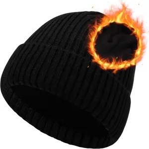 Oversize M/L/XL/XXL Merino Wool Beanie Hat for Men & Women - Fleece Lined Large Winter Hat Ski Skull Cap for Big Heads