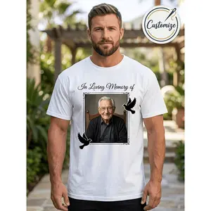 Personalized Custom Photo T-Shirt in Loving Memory Memorial Shirt for Men And Women, Rest Peace Funeral Picture Tees Remembrance Gift, Unisex Casual Crewneck Short Sleeve Top, Comfort Fit Image Print