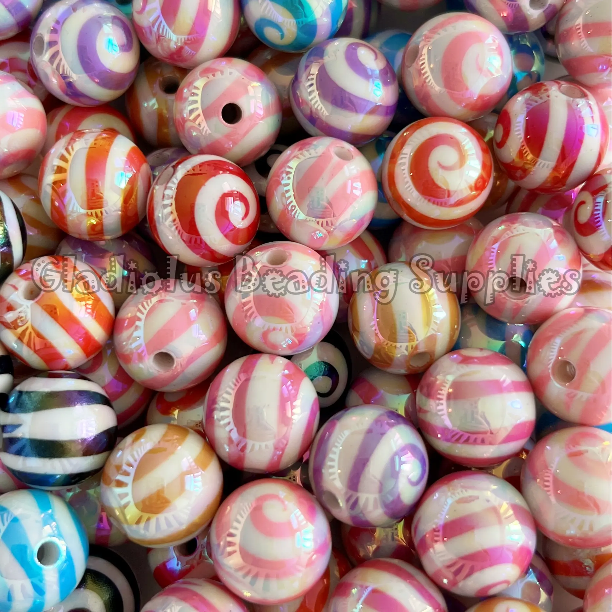 16mm Spiral Mixed Beads for Chunky Necklaces, Beaded Pens, and Crafts