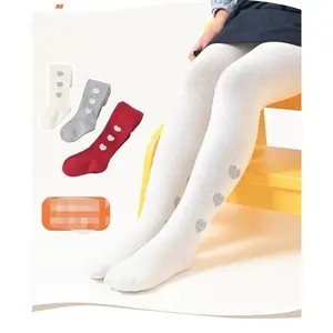 3pcs Baby Girls' Elastic Waist Tights - Soft Stretchy, Comfort Fit for All-Day Wear, Solid Colors (Gray, Red, White), Mid Waist Length, Non-binding Fit