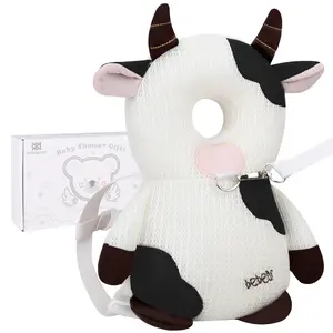 Bebamour Baby Walkers Head Protector Toddler Adjustable Safety Pad Backpack for Crawling with Leash Black PP Cotton Breathable Mesh Comfortable Fit