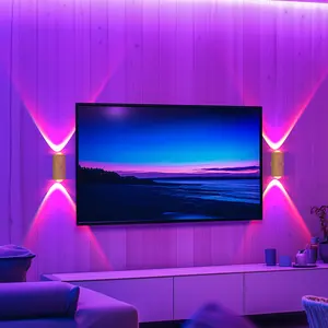 Smart LED Night Light with Motion Sensor, Light Wood Grain Ambient Lamp, RGB Gradient Dimmable Wall Light, USB Rechargeable Magnetic Night Lamp for Bedroom, Hallway, Bathroom – Perfect for Holiday & Home Decor