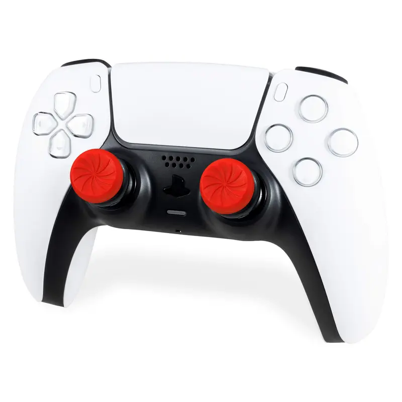 Control Freaks Professional Laser-Etched Rubber Thumbstick Grips for PS4/PS5 Controllers (ps4/5-red) - PlayStation Accessories Kit, 2 Performance, 2 High-Rise Concave, Enhanced Performance, Increased Accuracy, Secure Hold (No Controller Included)