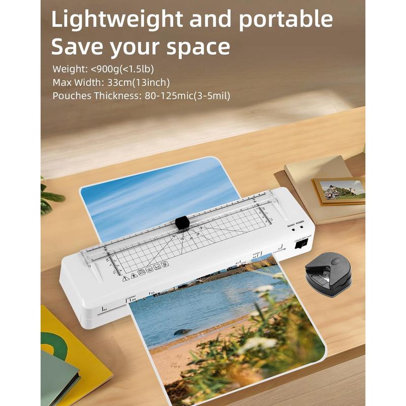 A3 Laminator with 20 Laminating Sheets,​ Built-in Trimmer​, Corner Rounder​, Fast Warm-up , Never Jam Technology, 7-in-1 Portable Laminators for Photos/Docs/Cards, 13 Inch Cold and Thermal Lamination Suitable for Family, Office and School