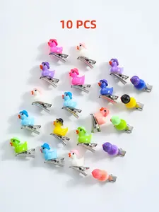 10pcs Colorful Duck Bill Hair Clips Set, Fashionable Cute Geometric Hair Accessories for Women Girls, Random Colors, Daily Festival Wear, Super Cute Clips