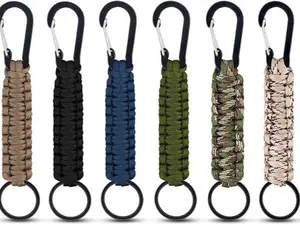 6 Pack Paracord Keychain with Carabiner Braided Lanyard Key Chain Paracord Carabiner Clip for Keys Backpack Paracord Keychain Ring for Men Women Heavy Duty Hook for Outdoor Survival Camping Hiking
