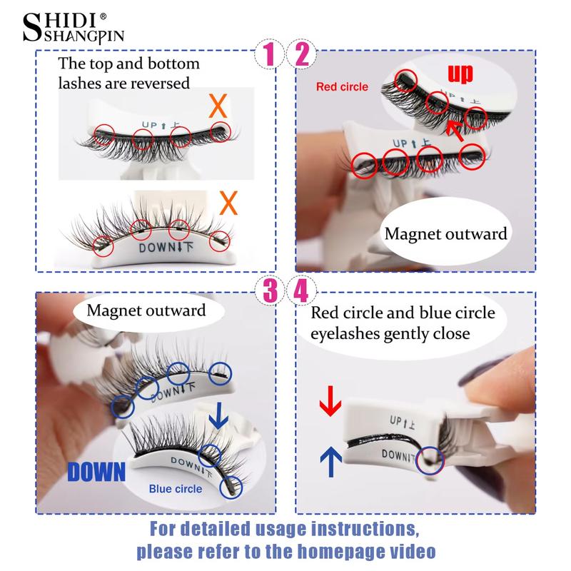 LZ11 Hot 1 Pair Magnetic Eyelashes Handmade Fluffy Faux Mink Lashes Reusable Natural False Eyelashes with 7mm & 8mm Length and Magnetic Tweezers Set Makeup