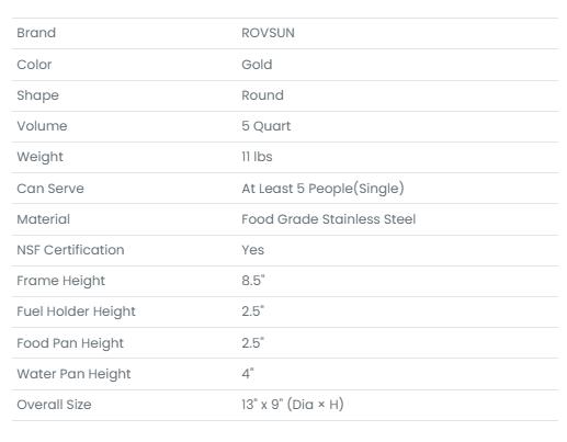 [FLASH SALE] ROVSUN 5 QT Round Gold Chafing Dish Buffet Set with Glass Lid & Holder