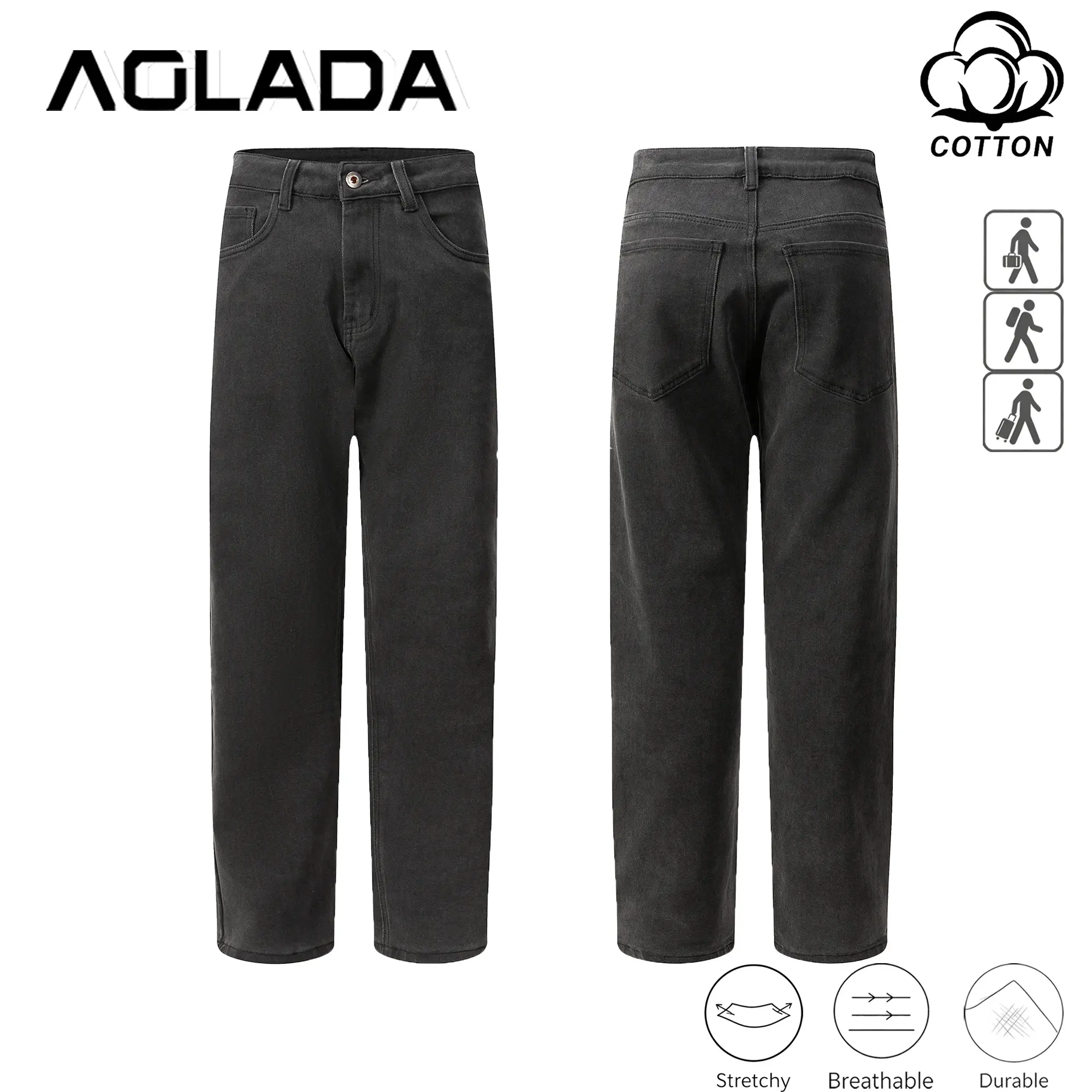 Men's Charcoal Wash Straight Leg Jeans with Comfort Stretch - Relaxed Fit Carbon Black Denim Pants with Classic 5-Pocket Design, Casual Streetwear Trousers, No-Logo, 28-40, Fast US Shipping #CharcoalWashJeans #CleanFitDenim #TikTokMadeMeBuyIt