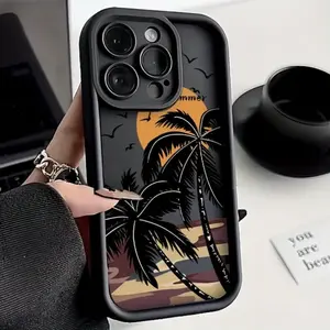 Coconut Tree Pattern Phone Case, Anti-drop Cellphone Protective Case, Total Protective Shockproof Mobile Phone Cover for iPhone 11 12 13 14 15 16 17 Pro Max