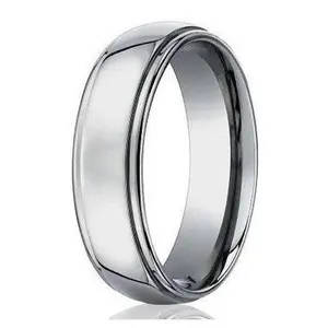 7mm Men's Benchmark Titanium Wedding Band with Step-Down Edges