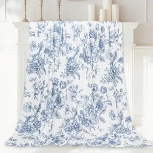 Floral Fleece Throw Blanket Super Soft Cozy Warm Lightweight Plush Couch Blanket for Sofa Bed Living Room Home Decor, 50x60 Inches