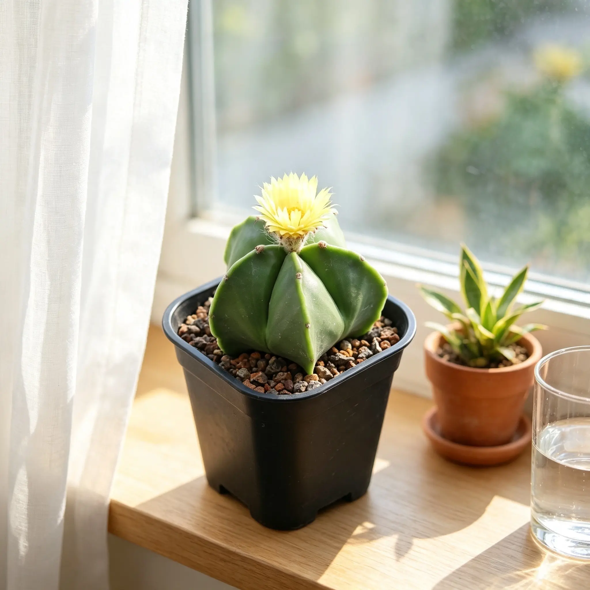 Astrophytum myriostigma Bishop's Cap Cactus, Spineless Star Shape Live Succulent Plant for Indoor Decor