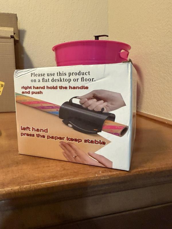 Party Wrapping Paper Cutting Tool Tube Holder Sliding Slicer, Birthday Wrapping Paper Roll Cutter W