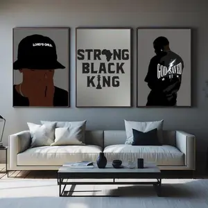 3 Count/set Black Man Wall Art Set Of 3 Strong Black King Art, Black Man Art, Urban Art, Black Culture Art, African Wall Art, Black Art Decor Photo unframed wall art decor Unframed Poster
