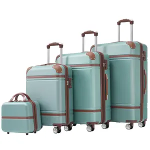 4 Pieces Expandable Hardside Spinner Carry-On with Cosmetic Case,Expandable TSA Lock Spinner Luggage Set,TSA Lock Spinner Suitcase Set,Lightweight Hardside Spinner Luggage Set,luggage safety,20/24/28