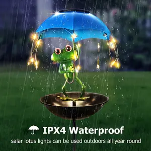 Solar-Powered Frog Statue Light, IPX4 Waterproof Ground Spike Lamp with LED String for Garden Decoration and Hummingbird Feeder Pathway – Perfect Outdoor Accessory Ideal for Walkways Lawns, Patios Halloween & Christmas Gifts