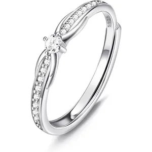 MILACOLATO 925 Sterling Silver Rings for Women - Adjustable Cubic Zirconia, Infinity Engagement Ring, Valentine's Day Gift
