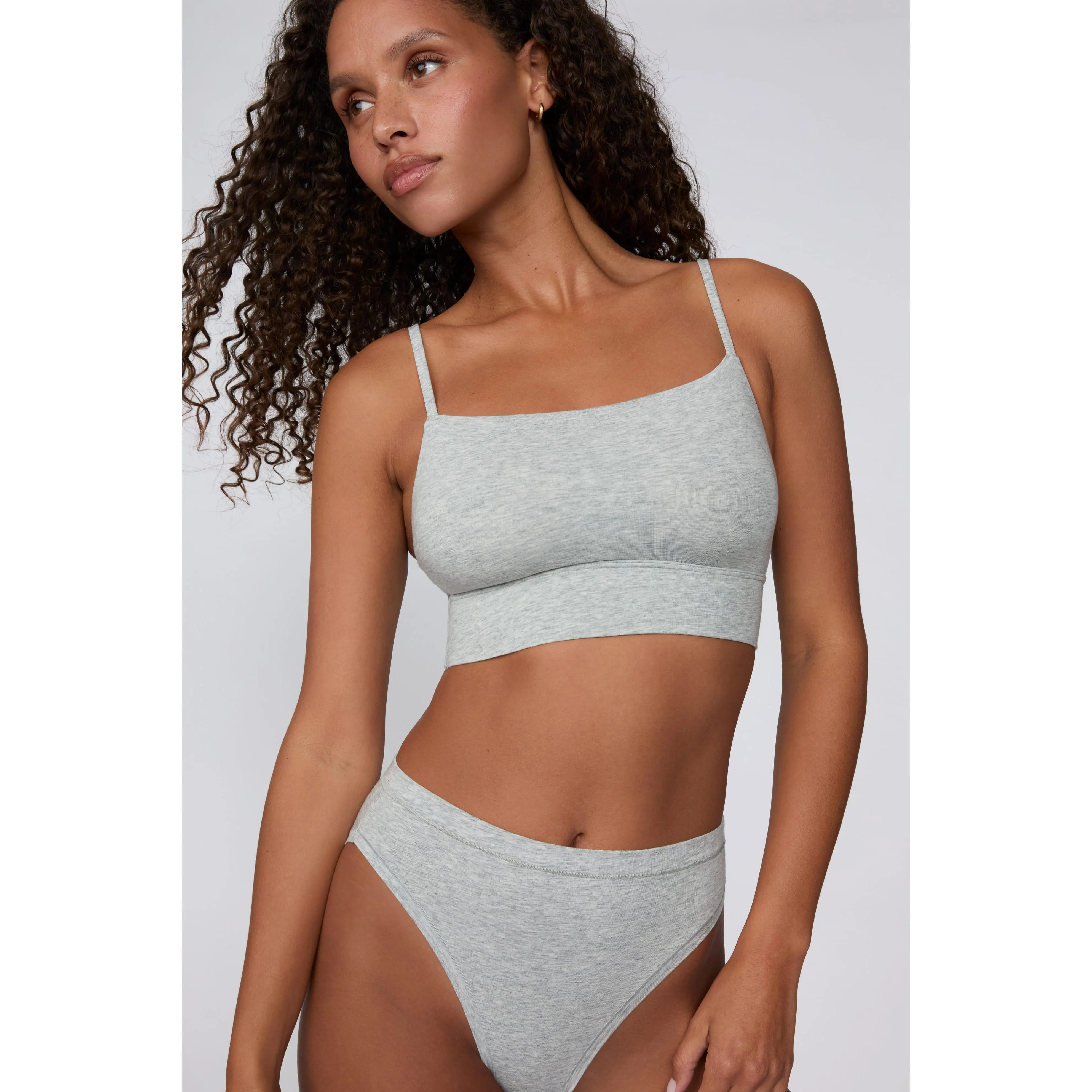 Cloud Cotton Thin Strap Bralette - Heather Grey