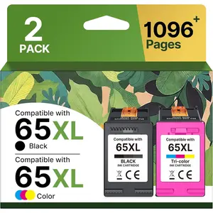 65XL Ink Cartridges Black/Color Combo Pack High-Yield Replacement for  Ink 65 65XL Ink Cartridges Work for  DeskJet 3755 3772 3700 3752 3722 2600 2622 Envy 5055 5000 5070 5052 (1 Black,1 Color)