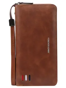 Men's Business Solid Color Long Wallet, Large Capacity Zipper Wallet, Handheld Bag, Mobile Phone Bag, Commuting Student Daily Use Wallet, Business Wallets