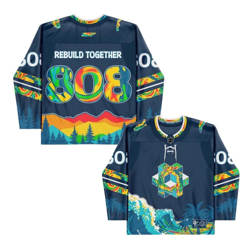 Elev808 Elite Hockey Jersey Rebuild Together | EDM Rave Festival Long Sleeve | Music Tour Outfit