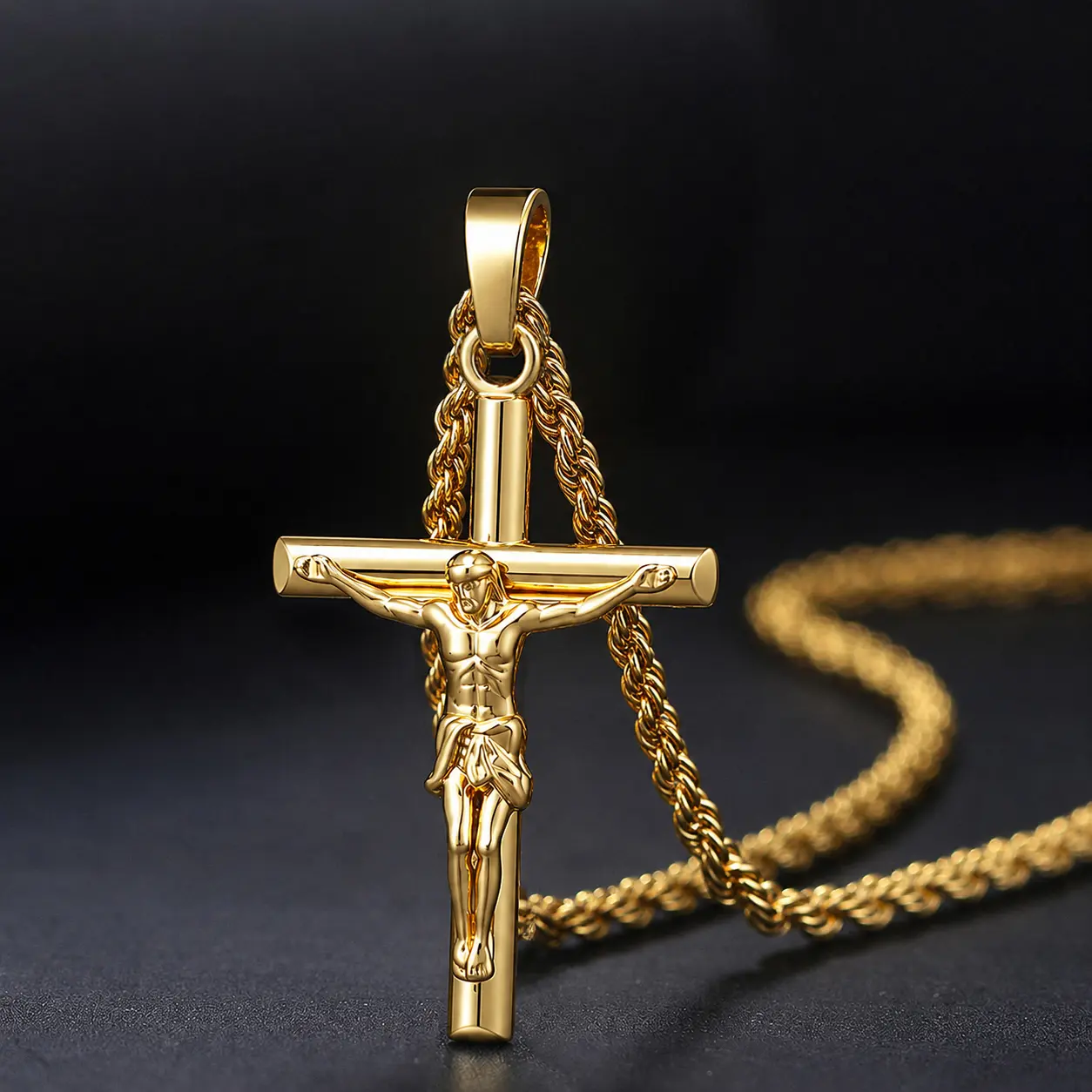 Jesus Crucifix Necklace for Men and Women Silver/ Gold Plated Cross Necklace for Women Christian Jewelry Gift