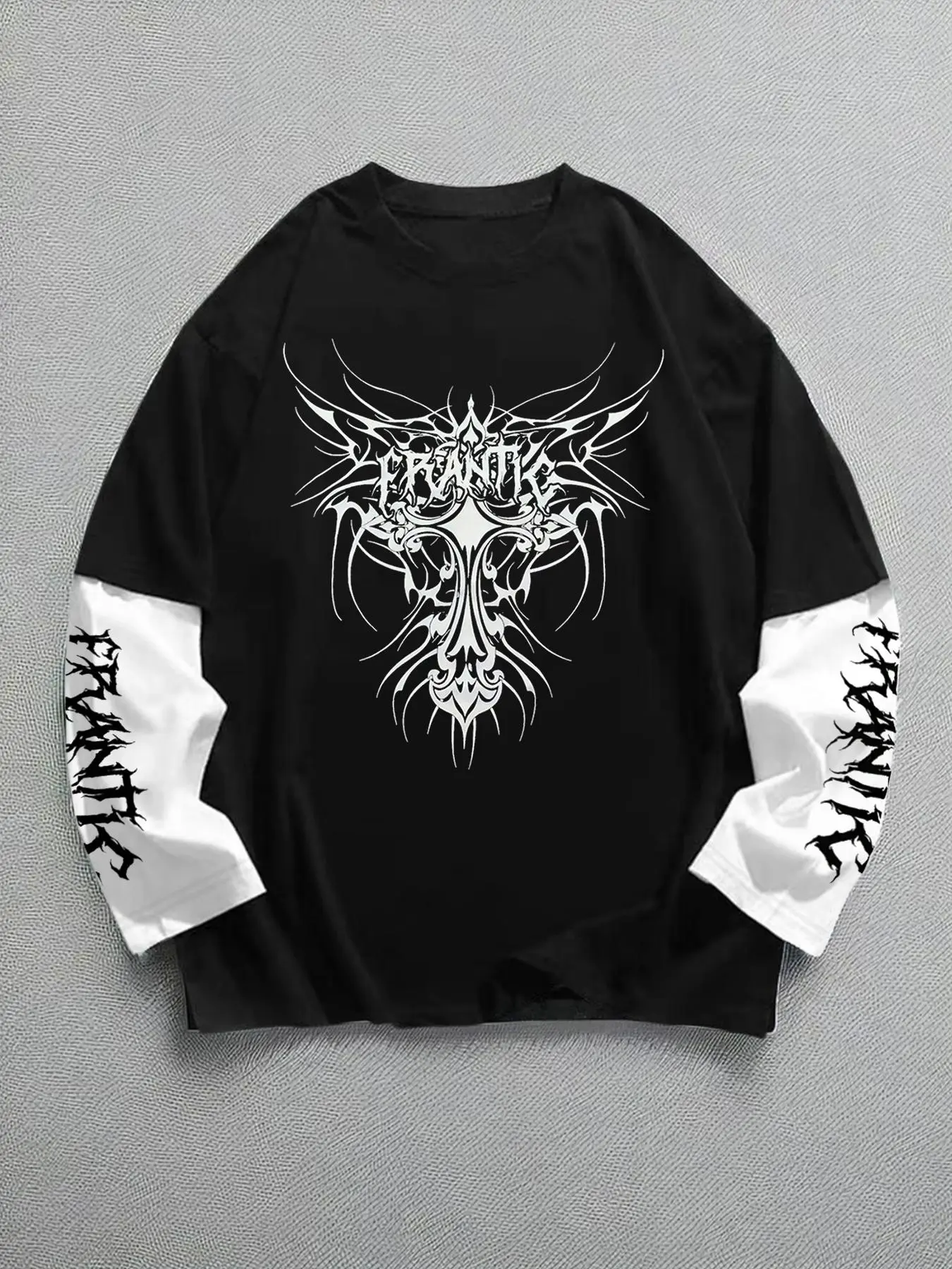 Men's Regular Fit Geometry Print Drop Shoulder Sweatshirt, Casual Streetwear Sweatshirt, Casual Comfy Long Sleeve Round Neck Pullover for Fall & Winter, Fashion Men's Top for Daily Wear