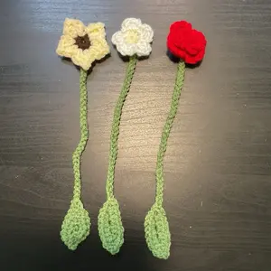 Crochet flower bookmark hand made rose sunflower daisy