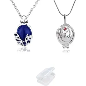 TFYU 2  The Vampire D.rs Elena Gilbert Opening Vervain Locket Pendant Necklace and Daywalking Katherine Necklace Pendant Charm Necklace-Royal Blue with Transparent Box