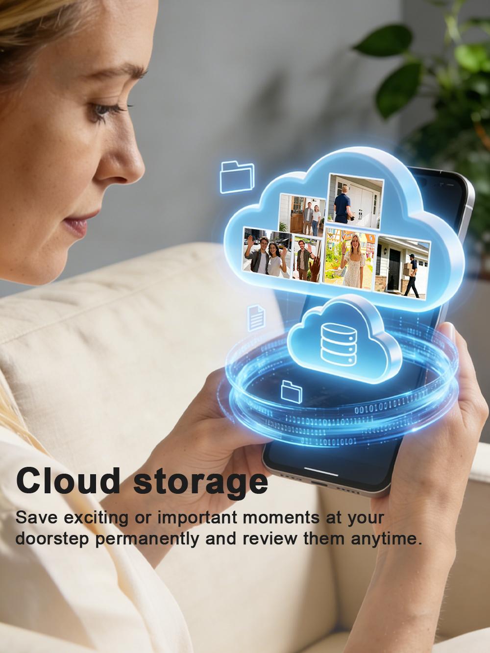 1080P Wireless Wi-Fi Video Doorbell Camera, Door Home Security, Night Vision, Two-Way Audio, Cloud Storage, Smart AI Motion Detection, Live View, Battery Powered, No Subscription, TUYA APP, Doorbell with Chime, Motion Detection & Alerts