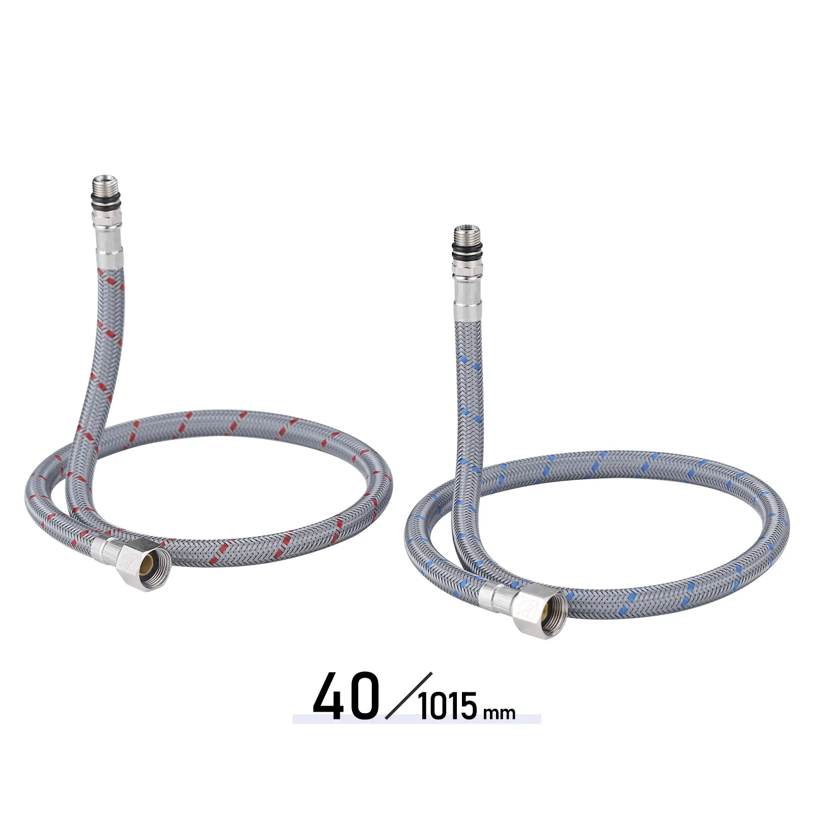 WOWOW 40 In Nylon Flexible Shower Hose Attachment Pair Pack, Woven Premium Material, Kink-Resistant Home & Commercial Bathroom Fixtures Accessory, cUPC Certified, 3/8"-Female Comp × M10-Male Connections, Hot/Cold Compatible, Leakproof Seal, Nylon Flexible