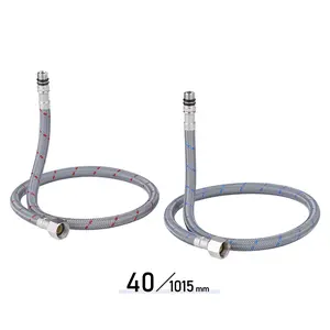 WOWOW 40" Bathroom Faucet Hose, Braided Nylon cUPC Supply Lines 3/8" Female Comp × M10 Male (1 Pair)