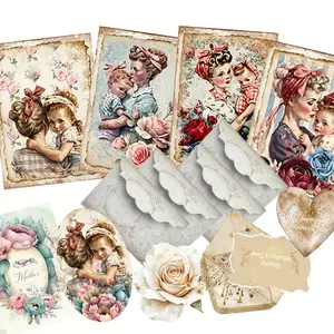 32pcs Card Set (8 Cards+4 envelopes+ 20 Sealing Stickers),for Mother's Day, Greeting Cards，Postcard for For Grandmothers, Suitble for Holidy Decor Flags, DIY Craft, Album Decor, Scrapbook Embellishments, Adventure Books, Message Card, Holiday Decor