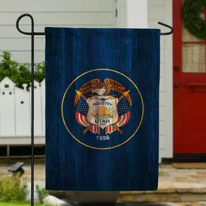 State Flag, Rustic Wood Style, Double Sided Garden Flags, Weather Resistant Outdoor Polyester Fabric Fade Resistant