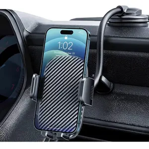 Car Phone Holder Flexible Gooseneck Long Arm Mount for Windshield with Washable Strong Suction Cup for iPhone Android Smartphones Soft Silicone Pad