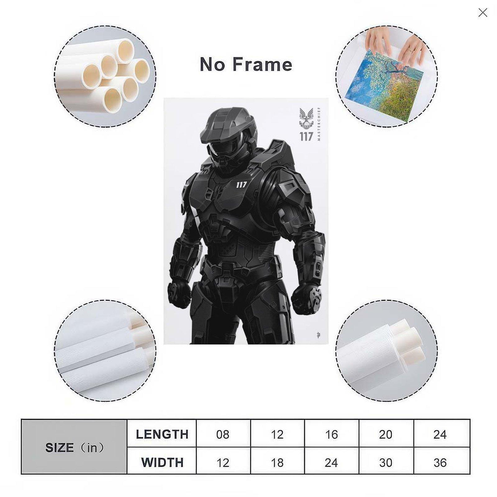 Halo Master Chief Canvas Print Poster Black Style Master Chief & UNSC High-Quality Canvas Art Gift for Men Teens Wall Decor Hanging Art