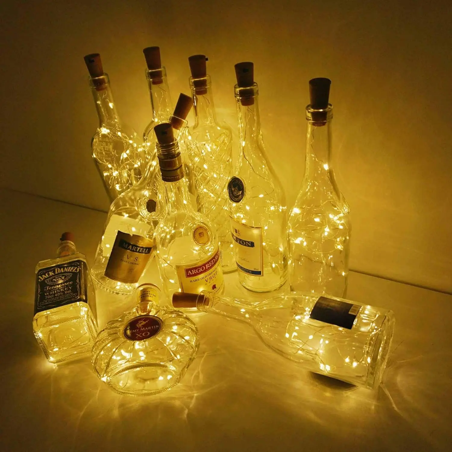 10 Pcs 2m 20 LED Wine Bottle Cork Lights Mini Fairy String Light Copper Wire Battery Operated Starry Sky Lamp Interior Led Lights for DIY Festivals Weddings Parties Indoor Outdoor Decor Led Decoration Decorative Lighting Decorative Led Light